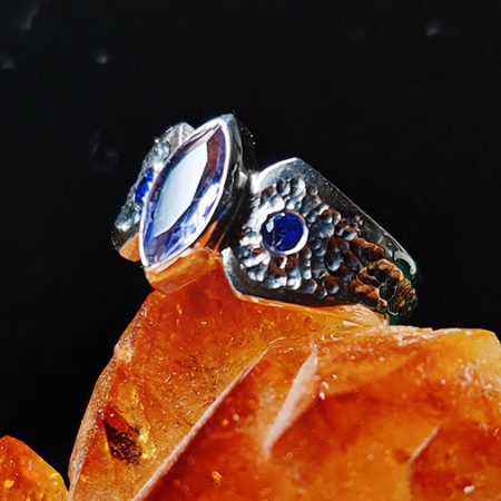 Sterling Silver Ring with Iolite and Sapphires