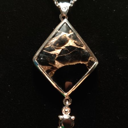 Obsidian/ moissanite pendant