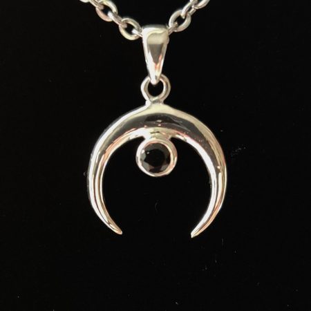 Crescent pendant w/ spinel