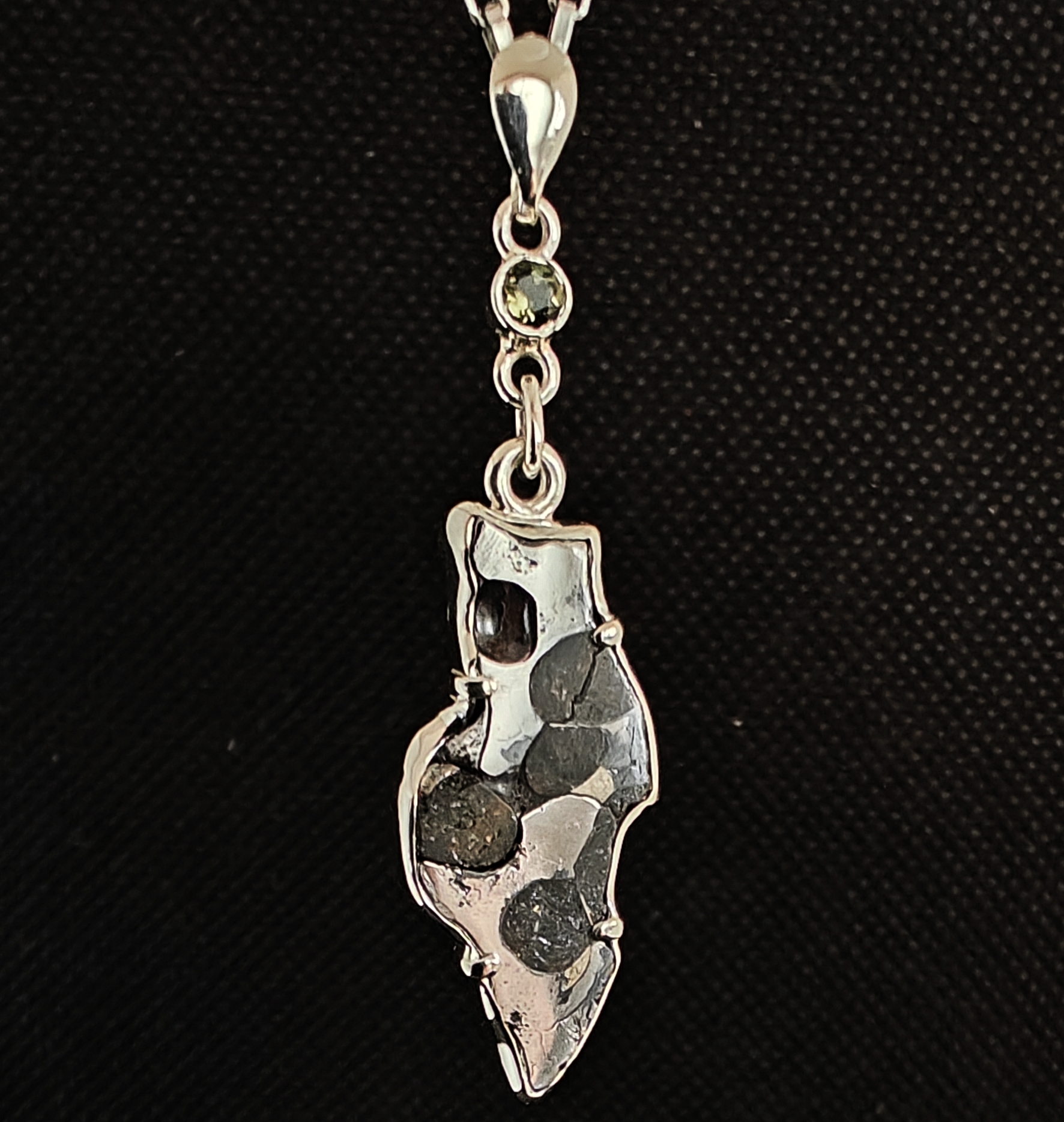 Pallasite/ moldavite- pendant