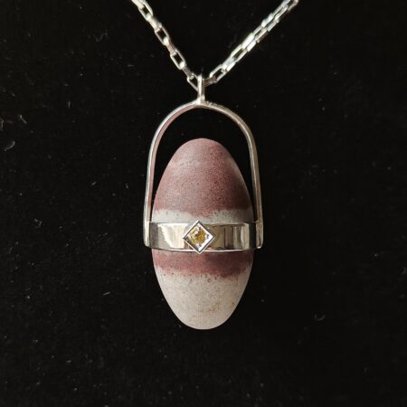 Shiva Lingam pendant pendulum/ with yellow sapphire