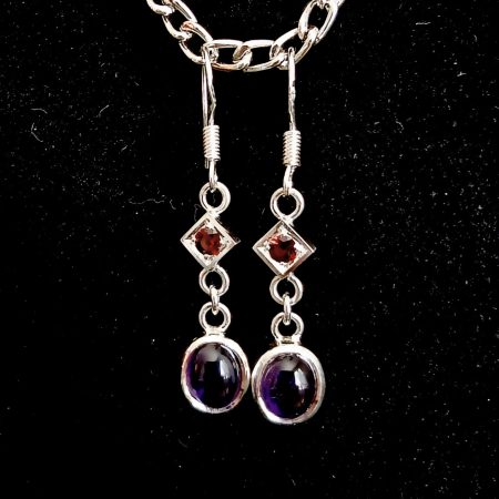 Amethyst/ almandine garnet- earrings